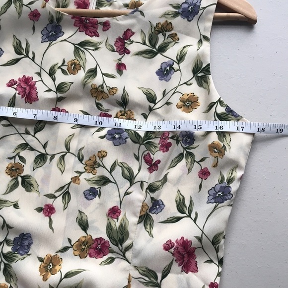 Vintage Em Elle sleeveless floral maxi dress size 8 cream - Picture 6 of 10